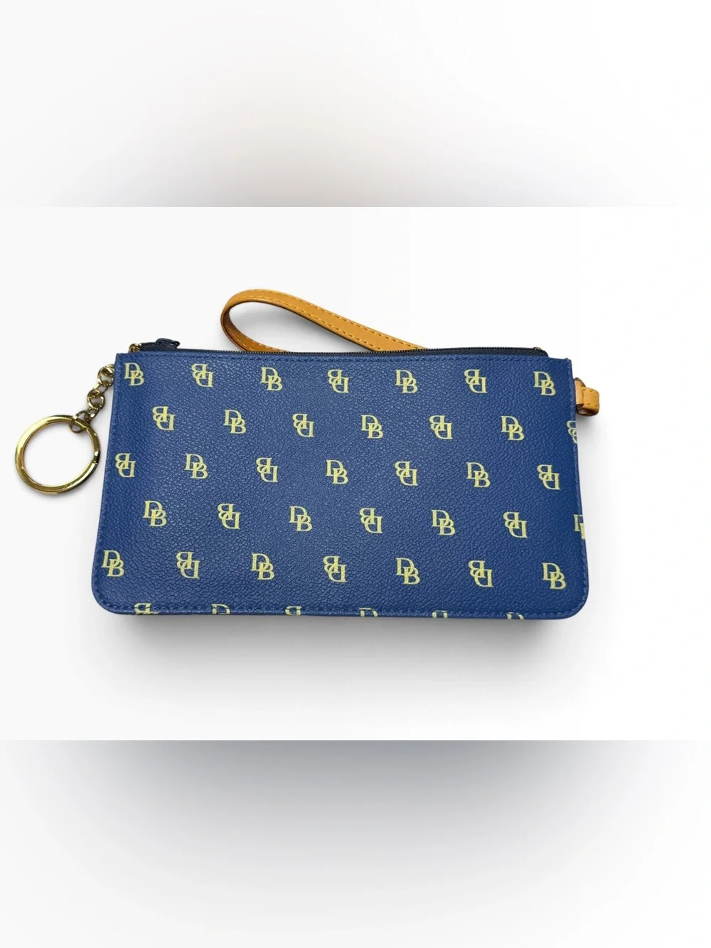 Dooney & Bourke Blue Slim Skinny DB Monogram Wristlet Key Pouch